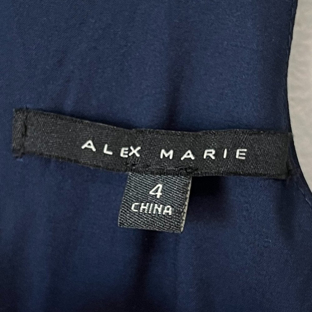 Alex Marie Navy Blue Floral Jumpsuit Size 4 - Picture 5 of 6